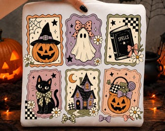 Halloween Coquette PNG, Cute Ghost Pumpkin PNG, Vintage Halloween Collage (Digital Download)