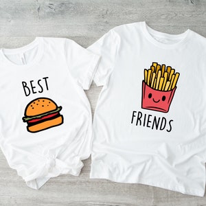 Beste vriend bijpassende png, bijpassende hamburger en friet, koppel png, foodie beste vrienden, besties, cadeaus voor vrienden, BFF-shirts, BFF-shirts png