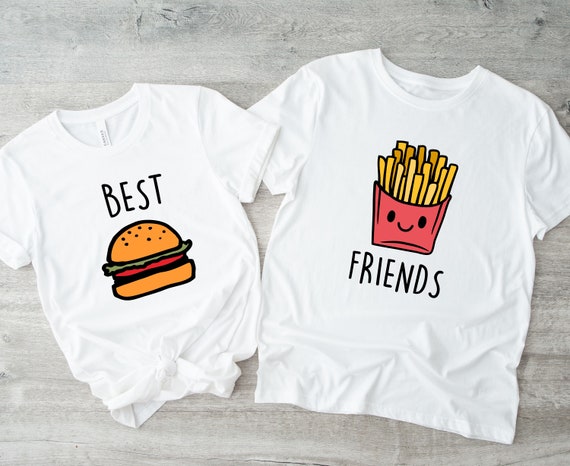 Best Friend Matching PNG, Matching Burger and Fries, Couple