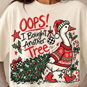 Funny Christmas Goose PNG, Holiday Tree Design (Digital Download)