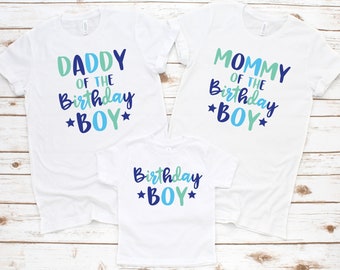 Family Birthday Boy Shirts PNG Bundle, Mommy Daddy and Me (Digital Download)