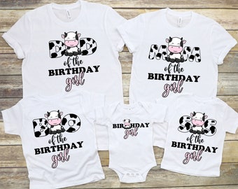 Cow Birthday PNG Bundle, Farm Birthday Girl Design, Barnyard Party Family Matching Shirts PNG, First Birthday PNG, Baby Girl Farm Theme