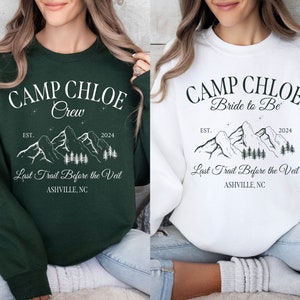 PNG personnalisé Camp Bachelorette, nom de destination personnalisé, équipage du camp du lac Bach, fête glamping au bord du lac, dernier sentier avant le voile, montagne Bach