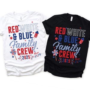 Rood-wit en blauw Family Crew 2025 png, 4 juli Family Crew png, Matching Family-shirts png, 4 juli Cousin Crew, Independence Day