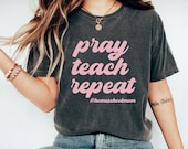 Homeschool Mom PNG, Pray Teach Repeat, Retro Design (Digital Download)