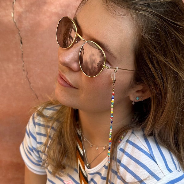Handmade Multicoloured Beaded Sunglasses Chain