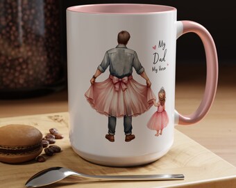Taza "Mi papá, mi héroe": regalo de padre, hija y princesa