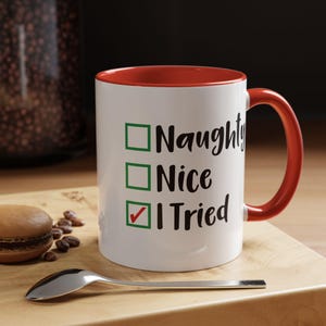 Naughty Nice Christmas Coffee Mug Gift for Her, Gift for Him, 11oz, 15oz