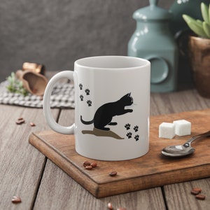 Katzenpfote Morgen Frühstück Weiße Keramik Kaffeetasse, 11 Unzen