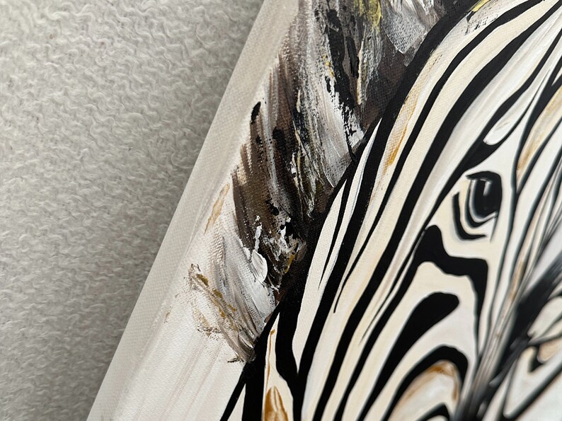 Zebra Painting on Canvas. Zebra Print. Zebra Wall Art. Black Etsy