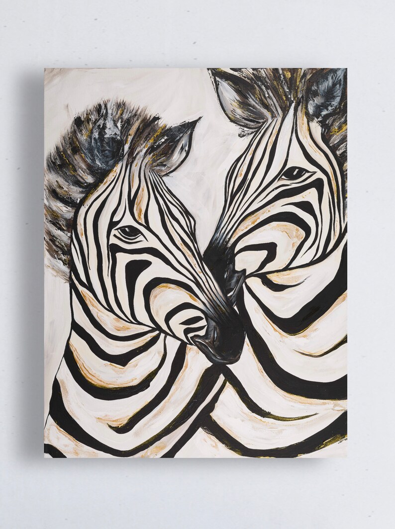 Zebra Painting on Canvas. Zebra Print. Zebra Wall Art. Black Etsy