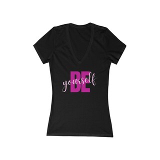 Maglietta Donna Con Farfalle E Scritta 'Be Yourself', Girocollo, Maniche Corte, Cotone Misto, Estiva, Casual, Leggera