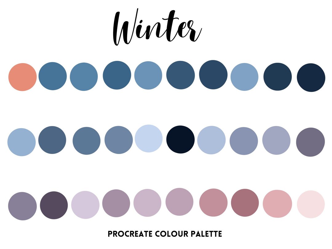 Winter Procreate Colour Palette, Colour Palette, Procreate, Snow Tones