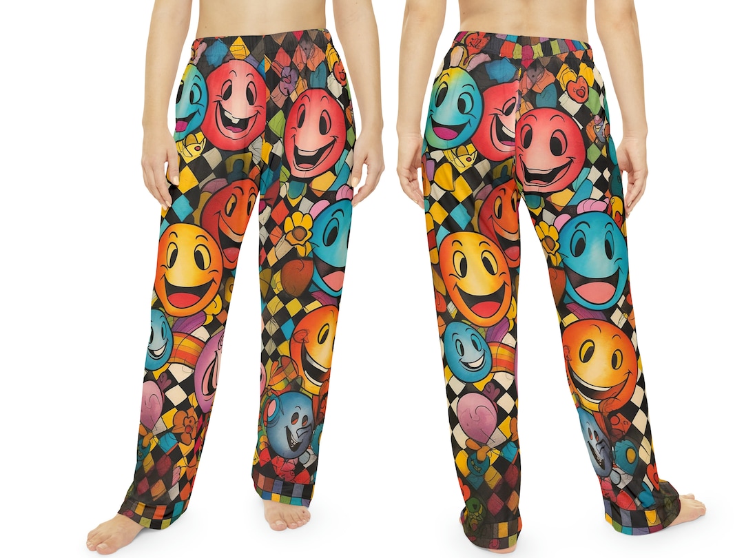 Retro Smiley Face Pajamas Happy Face Smiley Face Pants Women Etsy