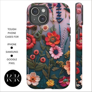 Floral Aesthetic Phone Case Tie Dye Dark Cottagecore Phone Case Wildflower iPhone Case 15 14 13 12 11 Pro Plus Max Ultra Samsung Case Pixel