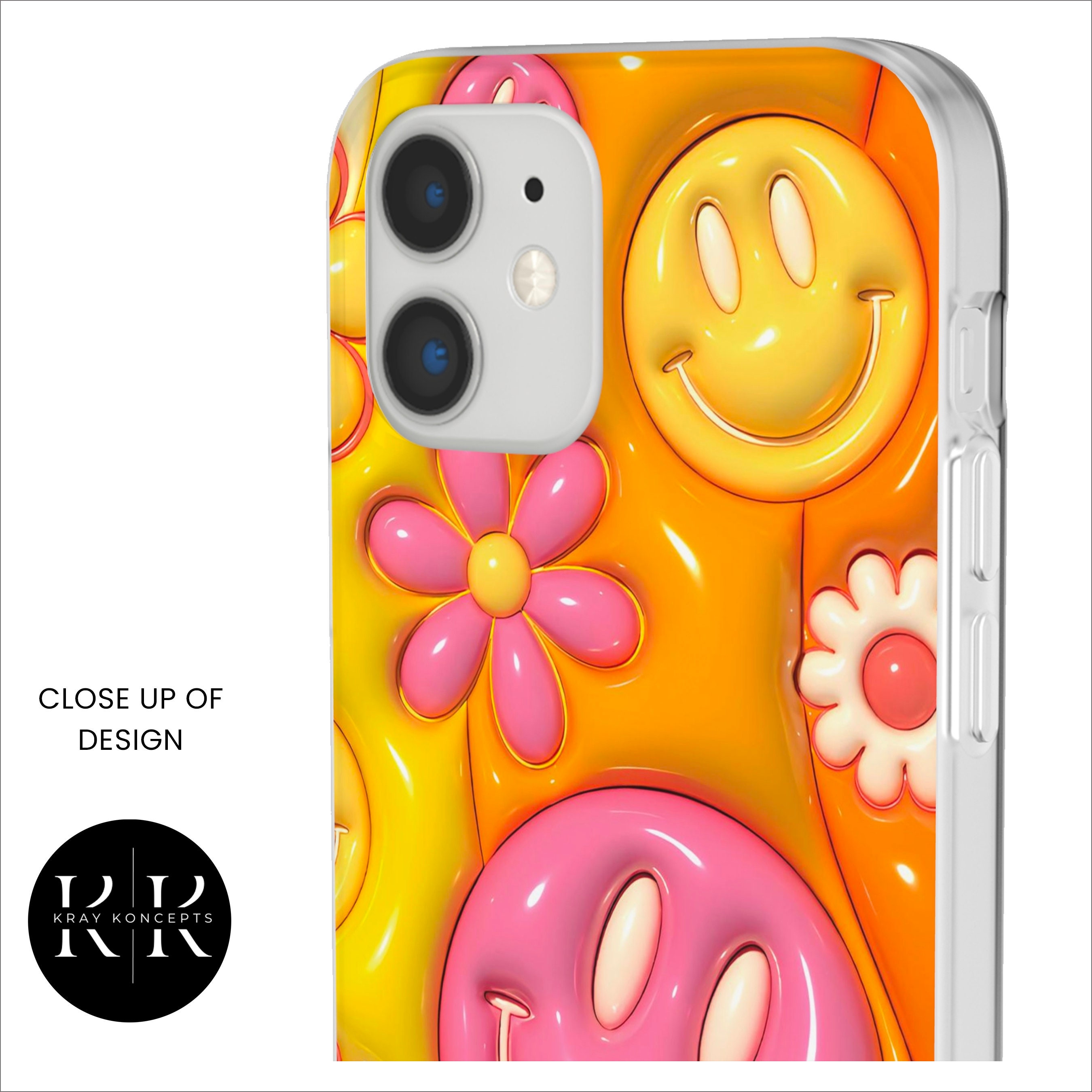 3D Phone Case Smiley Face Inflated Y2K Phone Case 3D iPhone Case Cute