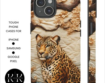 Leopard iPhone Case Wildlife Phone Case Leopard Phone Case Cheetah iPhone Case Samsung Galaxy Google Pixel Aesthetic Leopard Embroidered