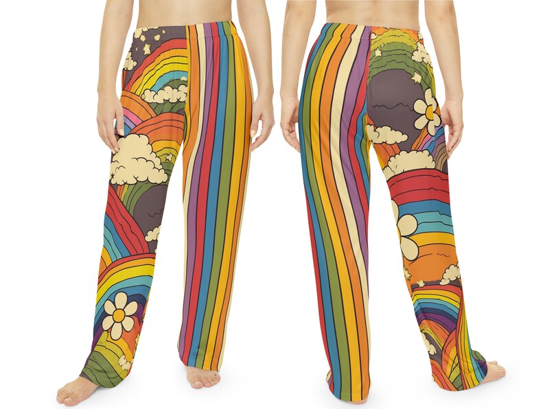 Rainbow Pants Vintage Kidcore Pajama Pants for Women Boho - Etsy