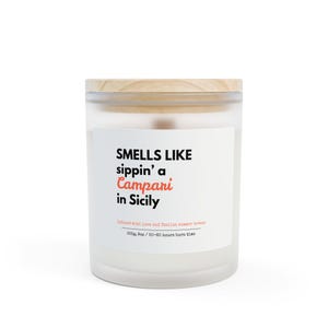 Campari Quote Candle: Sicilian Scented Frosted Glass, Gift for Cocktail Lovers
