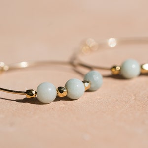 Gold Filled Hoop Earrings with Aquamarine Gemstones image 3