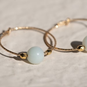 Gold Filled Hoops with Aquamarine Gemstones