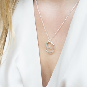 Hammered Silver Circles Necklace, Recycled Silver Necklace, Eco Silver Necklace, Sophia