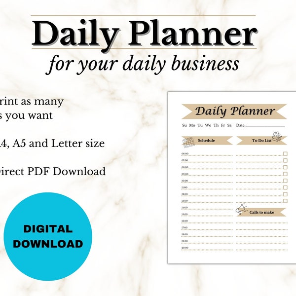 Digital Daily Planner for your business | Instant PDF Download | Printable