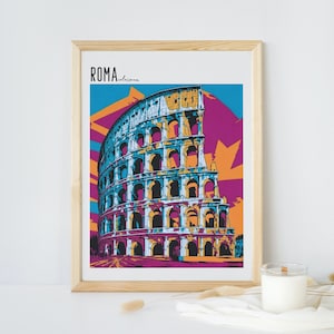 Popart Druckbare Wandkunst Roma Italien Digital download Städte Bild 1