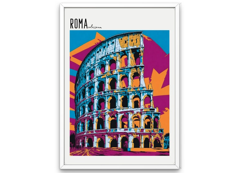 Popart Druckbare Wandkunst Roma Italien Digital download Städte Bild 2