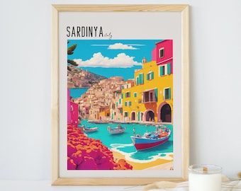 Popart Wandbild Sardinien Italien Digitaler Download - Städte zum Ausdrucken