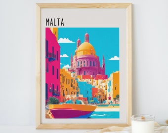Arte de pared imprimible Popart - Malta - Descarga digital - citys
