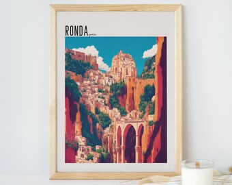 Ronda-Espagne- Téléchargement numérique - Villes- Art mural imprimable Popart -