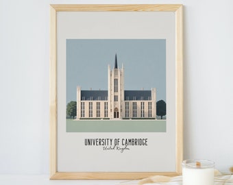 Universität von Cambridge -Digitaler Download -Druckbare Wandkunst im minimalistischen Stil -