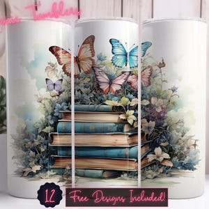 Watercolor Fantasy Books Collection Tumbler Wrap, Bookish PNG Book Bundle, Book Stack PNG, Vintage Book Library PNG, Book Lover