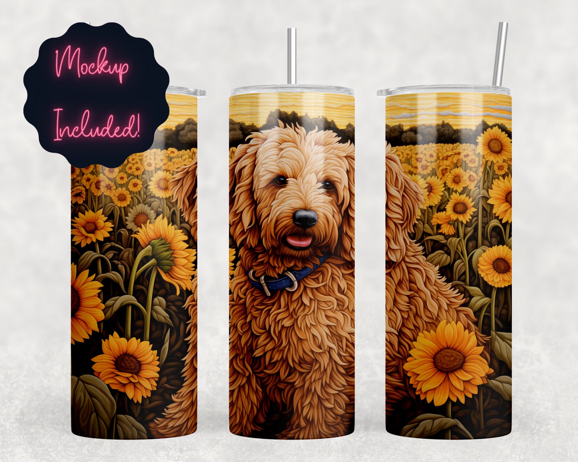 Embroidered Goldendoodle Tumbler Wrap 20 Oz Skinny Tumbler Sublimation ...
