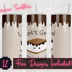 Let's Get Toasted seamless tumbler design wrap, 20 oz Skinny Tumbler Sublimation, Straight Tumbler, Instant Download PNG