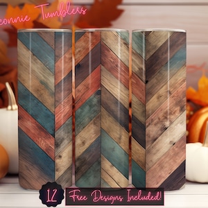 Herringbone wood seamless tumbler design wrap, 20 oz Skinny Tumbler Sublimation, Straight Tumbler, Instant Download PNG