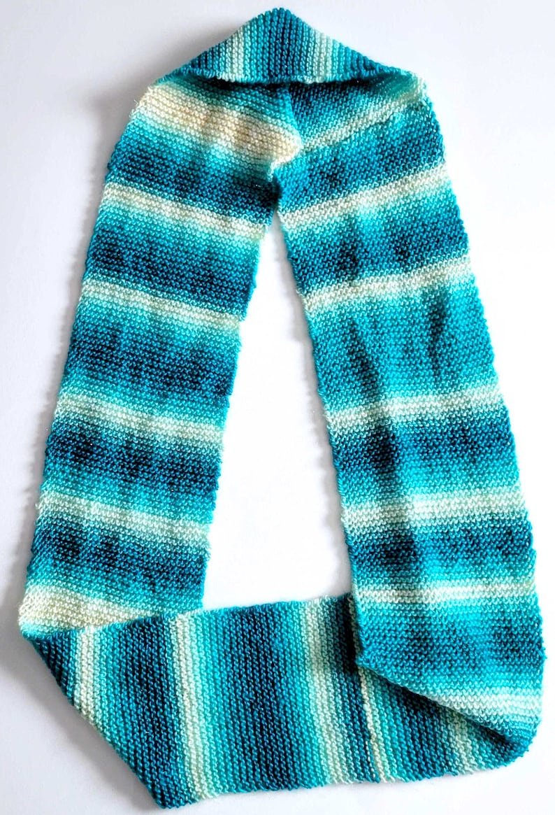Striped Teal White Knit Cowl Infinity Scarf - Etsy