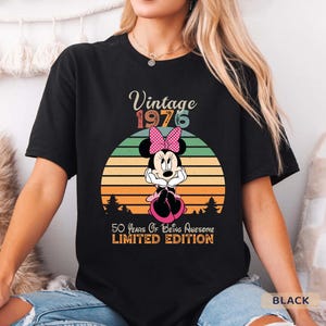 Personalized Vintage 1976 Minnie Mouse T-shirt: 50th Birthday Gift image 1