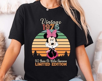 Personalized Vintage 1976 Minnie Mouse T-shirt: 50th Birthday Gift
