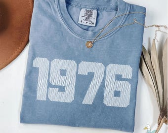 Vintage 1976 Comfort Colors Tee, Custom Birthday Gift, Oversized washed tee