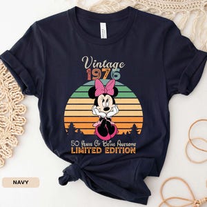 Personalized Vintage 1976 Minnie Mouse T-shirt: 50th Birthday Gift image 5