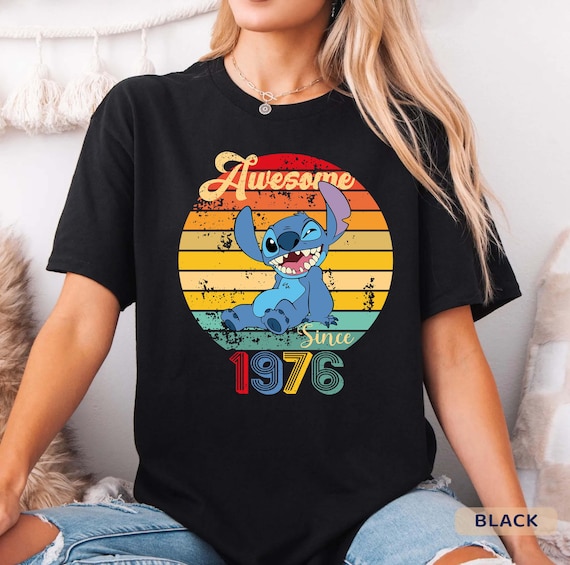 Custom Awesome Since 1976 Birthday Tee, Stitch Shirt, 50th Birthday Shirt, Disney 50th Birthday Disney Birthday Tee