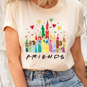 Camiseta de amigos de las princesas de Disney, camiseta del castillo de las princesas de Disney, camiseta del castillo de Disney, camiseta de regalo de princesa, camiseta de viaje de niña de Disney,