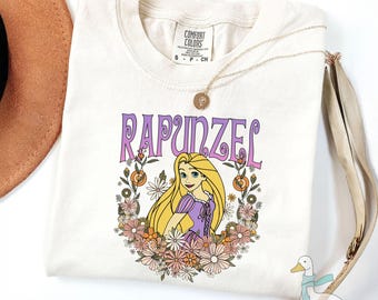 Comfort Colors Disney Princess Shirt, Vintage Disney Tangled Rapunzel Floral Shirt, Princess Rapunzel Tee, Disney Princess Shirt
