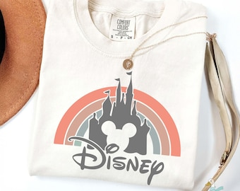 Disney Rainbow Castle Comfort Colors® Shirt, Disney Castle Shirt, Disney Retro Shirt, Disneyworld Shirt, Disneyland Shirt