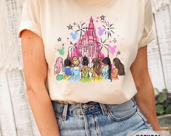 Watercolor Magic Castle Princess Tee, Disney Girl Trip T-Shirt, Disney Princess T-Shirt, Disneyworld Princess Girls Gift