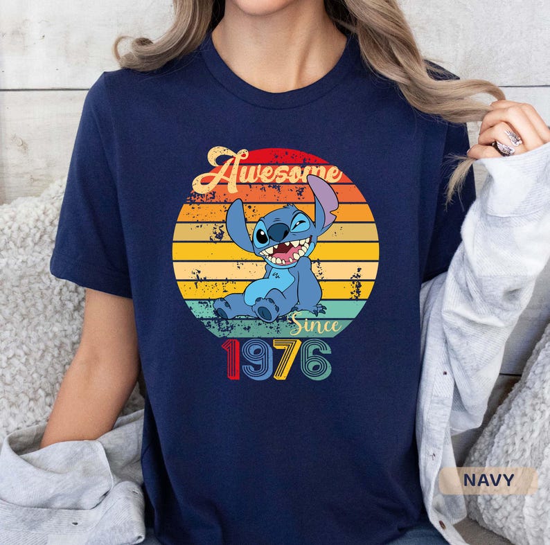 Custom Awesome Since 1976 Birthday Tee, Stitch Shirt, 50th Birthday Shirt, Disney 50th Birthday Disney Birthday Tee image 4
