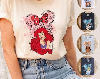 Disney Princess Shirt, Disney Grils Trip Tee, Princess Belle, Moana, Elsa, Anna, Ariel, Merida, Aurora, Cinderella, Jasmine,Tiana,Tinkerbell