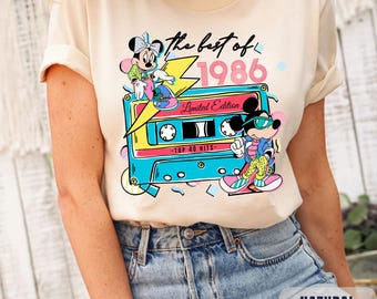 The Best Of 1986 Mickey Funny Birthday Shirt, Vintage Mickey and Minnie Shirt, Disney Limited Edition T-Shirt, 40th Birthday Tee,